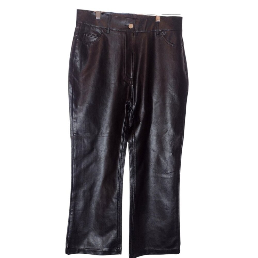 Deluc Harper Faux Leather High Rise Pants Size M Relaxed Cropped Business Casual